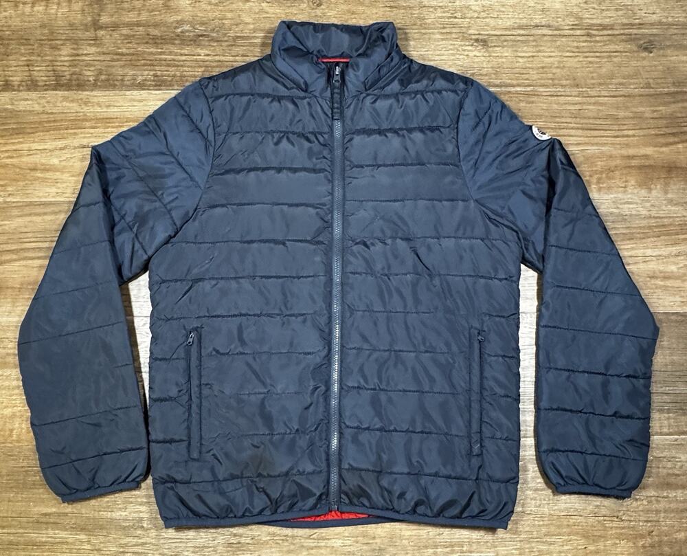 Abercrombie & Fitch A&F 1892 Mens M Navy Blue Lightweight Puffer Jacket Red